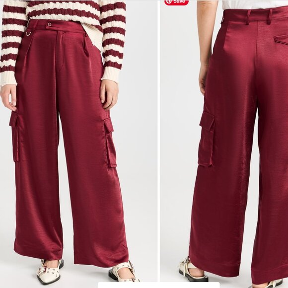 NWT LNA Lou Silky Cargo Pant in Lambrusco, size S - Picture 1 of 1